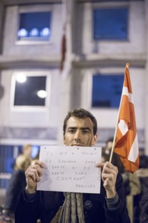 Solidarity march for the Danish people outside the Danish embassy in Paris