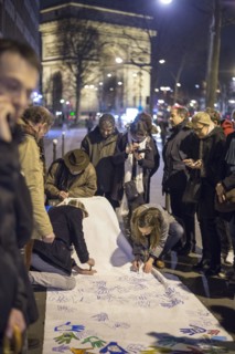 Solidarity march for the Danish people outside the Danish embassy in Paris