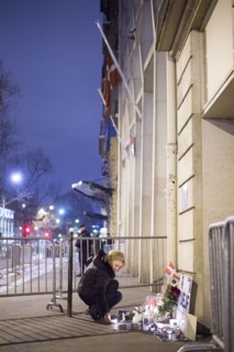 Solidarity march for the Danish people outside the Danish embassy in Paris