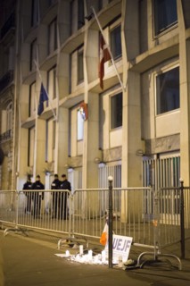 Solidarity march for the Danish people outside the Danish embassy in Paris