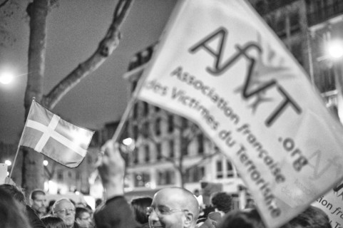 Solidarity march for the Danish people outside the Danish embassy in Paris