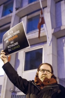 Solidarity march for the Danish people outside the Danish embassy in Paris