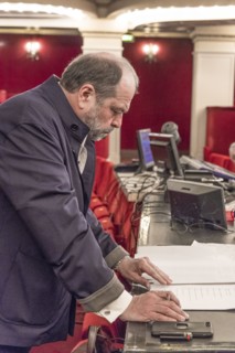 Eric Dupond Moretti en répétition au Théâtre de la Madeleine à Paris
