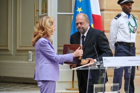 Passation de pouvoir au Ministère de la Justice entre Nicole Belloubet et Eric Dupond Moretti, le 7 juillet 2020