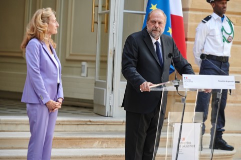 Passation de pouvoir au Ministère de la Justice entre Nicole Belloubet et Eric Dupond Moretti, le 7 juillet 2020