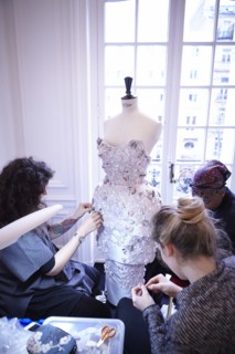 Fittings before Ralph & Russo Haute Couture show