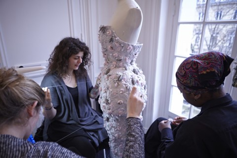 Fittings before Ralph & Russo Haute Couture show