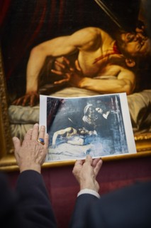 Exhibition in New York of a painting attributed to Caravaggio.