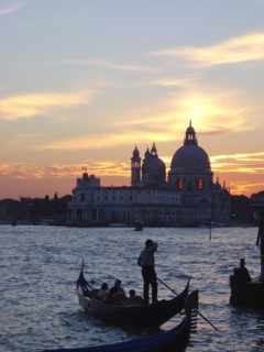 Venice. The Salute with gondoliers