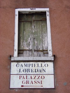 Descriptive on Campiello Loredan near Palazzo Grassi in Venice