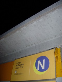 Vaporetto stop on the Grand canal in Venice, nightline