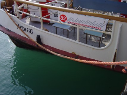 Docked vaporetto in Venice