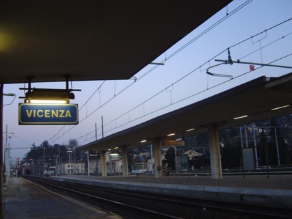 Lane of Vicenza train station towards Venice
