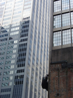 New-York (USA), Manhattan, Laveur de carreaux, 53rd Street, gratte-ciel
