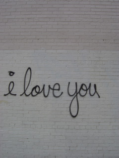 New-York (USA), Manhattan, graff " I love you" sur façade