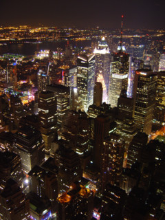 New-York (USA), Manhattan, Vue de nuit depuis l'Empire State Building (vers Broadway et Times