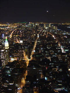 New-York (USA), Manhattan, Vue de nuit depuis l'Empire State Building (vers Downtown Manhattan,