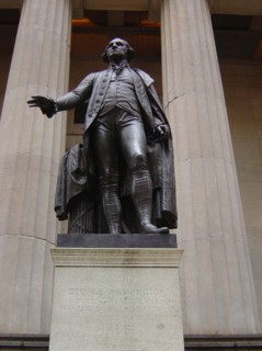George Washington statue in the financial district in New York