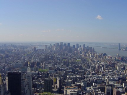 View from the Empire State Building of the end of Manhattan, New York