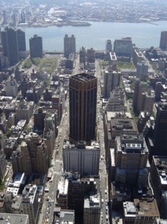View of East 33rd and 34th Street and East River from the Empire State Building in New York