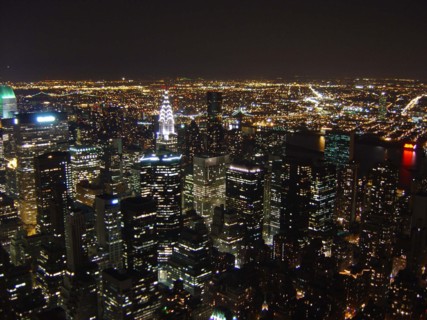 Night view from the Empire State Building in New York