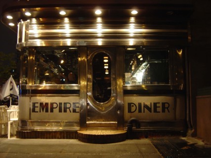 The Art Deco restaurant "Empire Diner" at night in New York