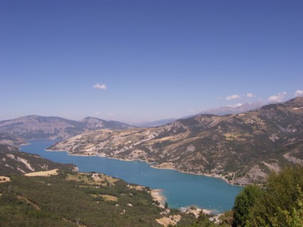 Provence301 Barrage de Serre-Ponçon, lac, Durance, vue aérienne, été, hautes Alpes