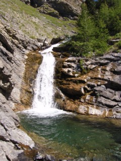 Provence305 Cascade en montagne, ruisseau, Hautes Alpes, été