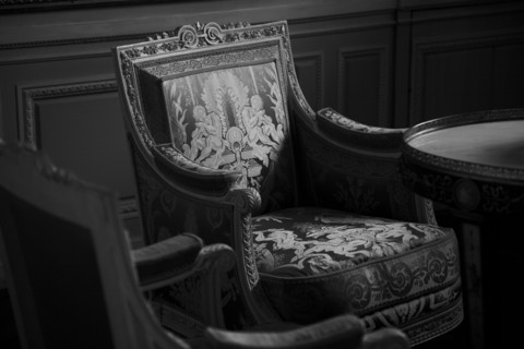 Versailles113 Château de Versailles, Petit Trianon, Boudoir, fauteuils (détail)