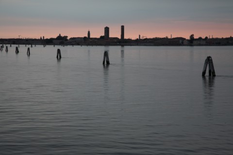 Lagune nord de Venise au soleil couchant