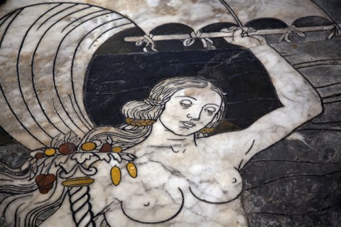 Allégorie de la Fortune, détail d'une mosaïque de la cathédrale de Sienne (Italie)