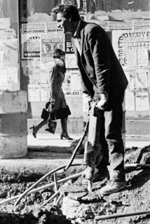 Driller at work on construction of Central Bank, Dublin
