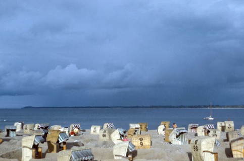 Strandkorbs in Germany, circa 1958
