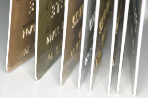A variety of credit cards.