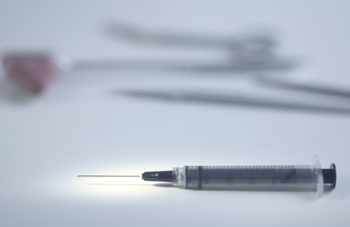 Hypodermic needle and other medical instruments.