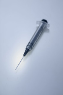 Closeup of a hypodermic needle.
