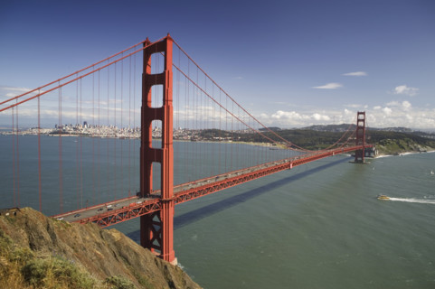 Panorama of Golden Gate Bridge San Francisco California USA.