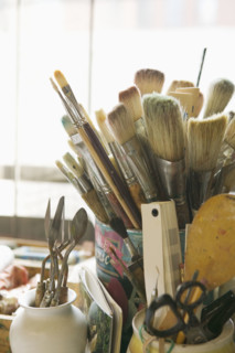 Paintbrushes and other tools.