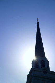 Silhouette of a church steeple.