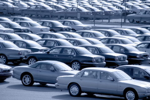 New cars awaiting delivery to customers.