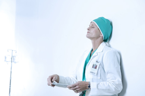 A tired healthcare worker.
