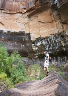 Male backpacker taking in the scenery.