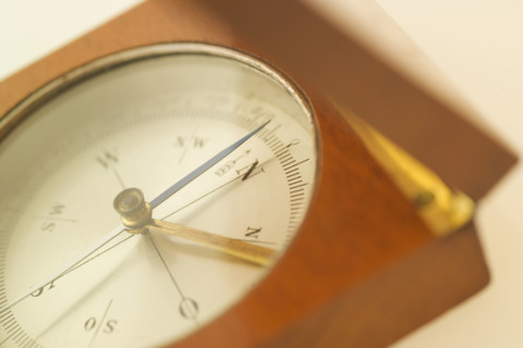 Closeup of a compass.
