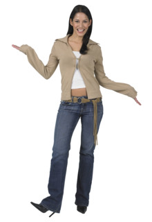 Smiling young woman in spike heels.
