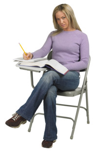 Female student at desk.