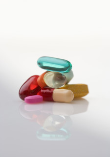 Pile of multi-colored pills.