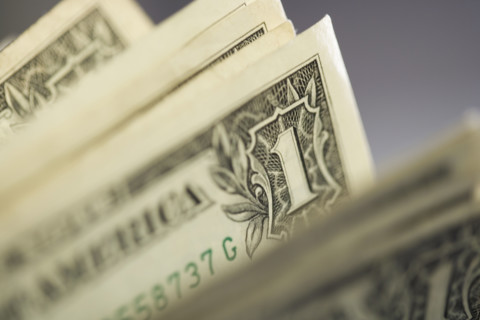 One dollar bills from above.