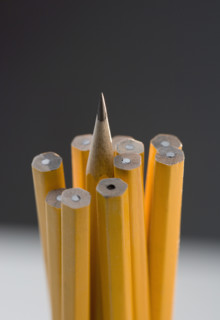 One sharpened pencil among unsharpened ones.