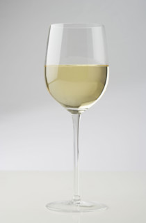 Single glass of white wine.