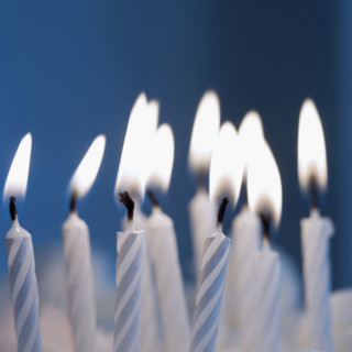 Lit birthday candles.